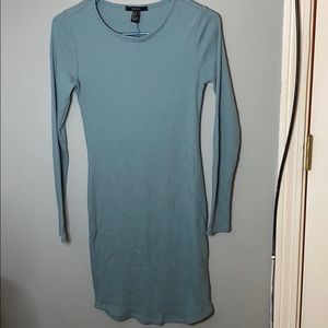 Blue Long Sleeve Tight Dress